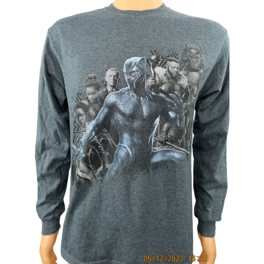 Marvel Black Panther‎ T Shirt Size M Gray Long Sleeve